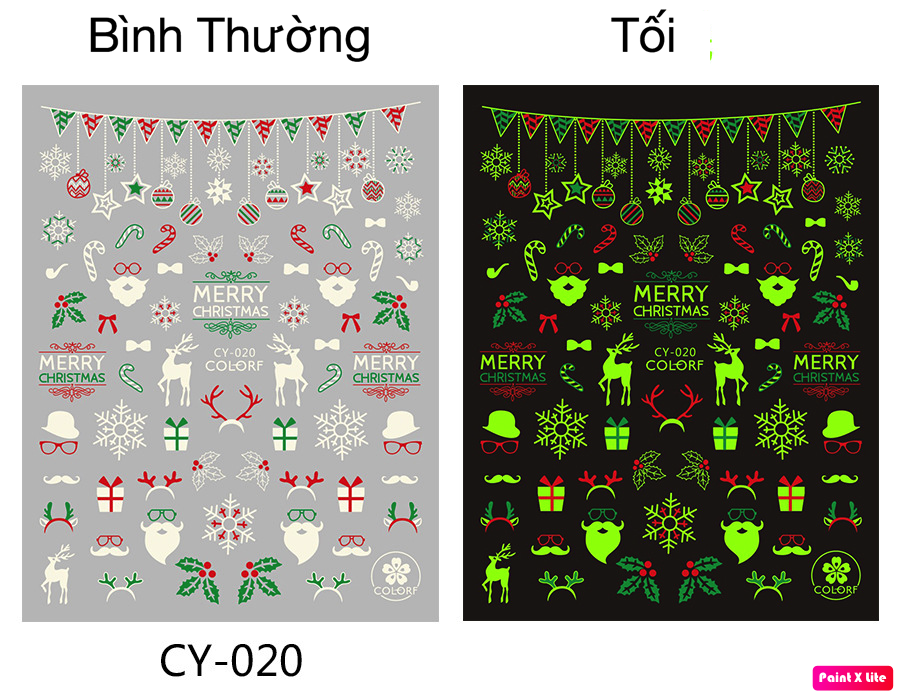 Sticker Noel Dạ Quang Trang Trí Móng CY