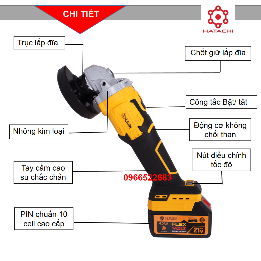 Máy mài pin Hukan