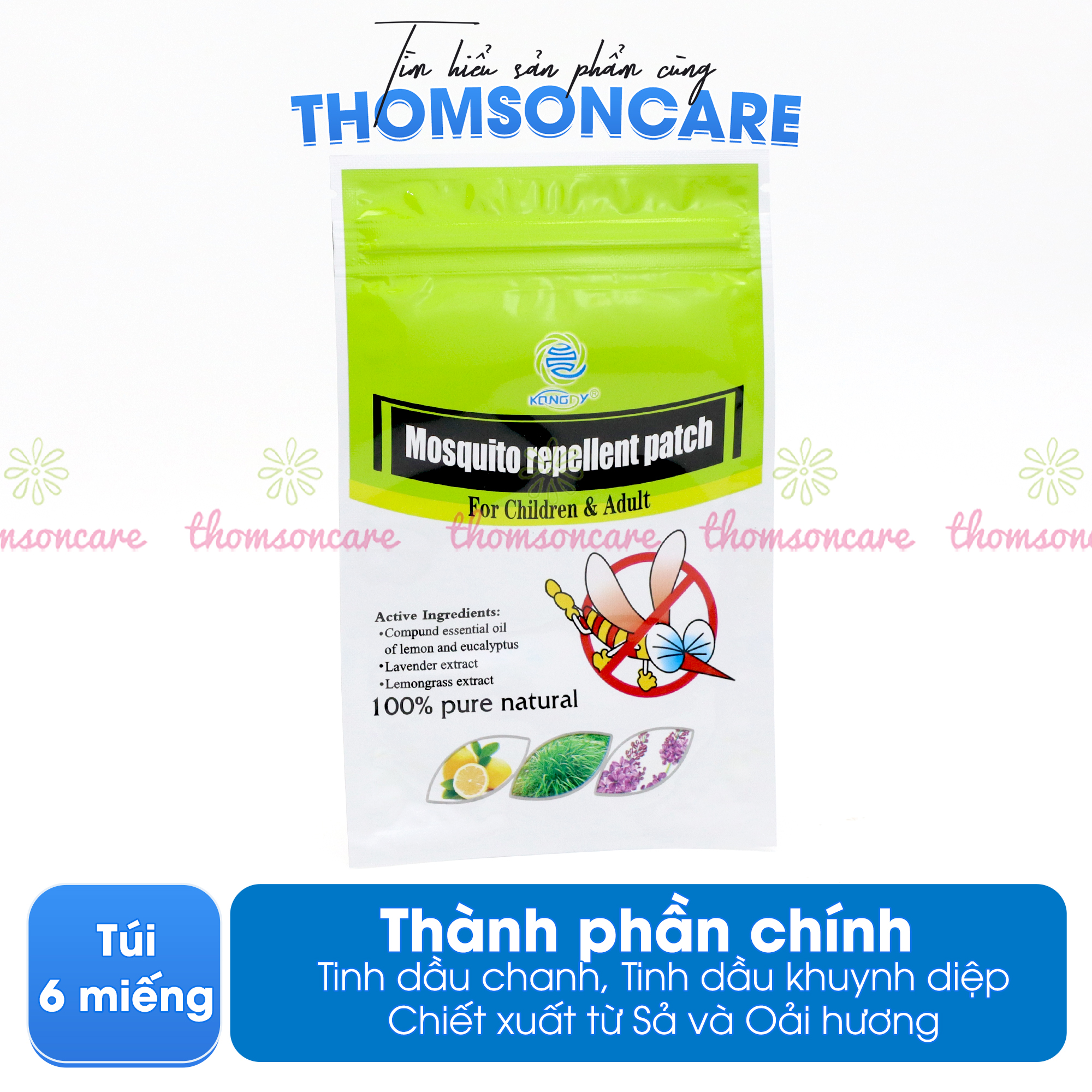 Xịt đuổi muỗi cho bé Sanozika từ thảo dược cho trẻ từ sơ sinh chống muỗi đốt làm dịu da chai 50ml từ sả chanh bạc hà - Miếng dán đuổi muỗi Mosquito repellent patch - Thomsoncare