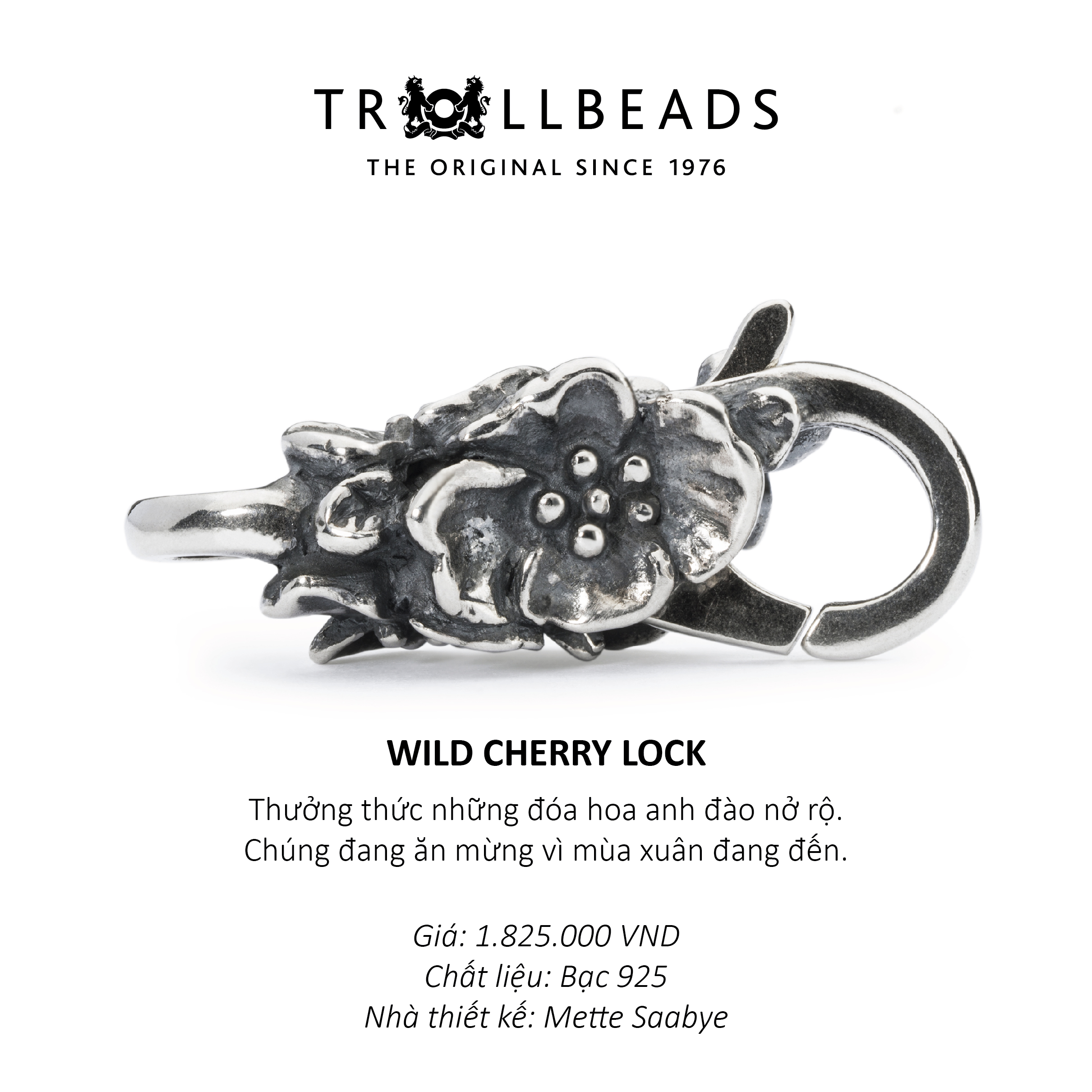 TROLLBEADS Khóa bạc cao cấp Wild Cherry Lock TAGLO-00018