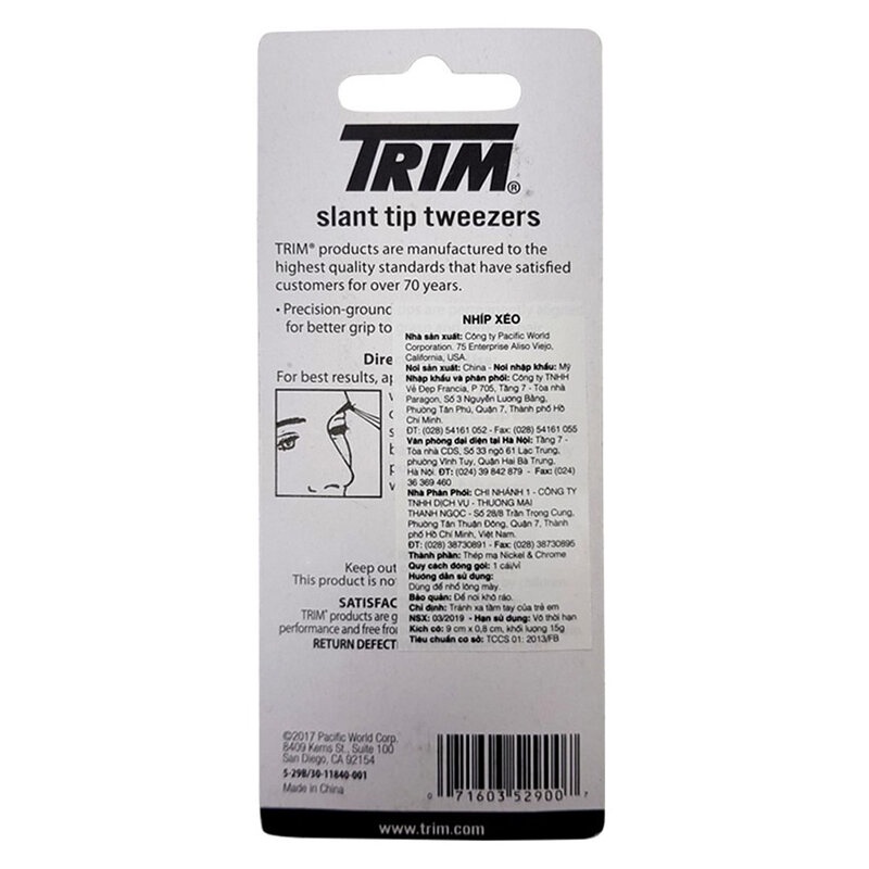 Nhíp Nhổ Lông Mày Hiệu TRIM Cao Cấp - Nhíp Đầu Xéo