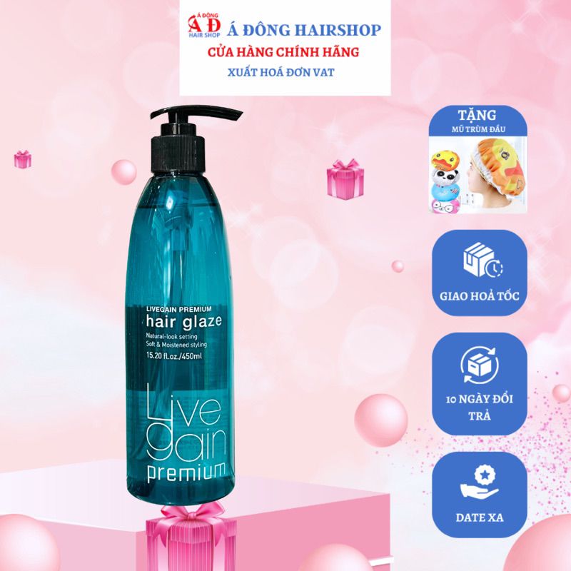 Gel mềm tạo kiểu tóc uốn xoăn Livegain Hair Glaze Hàn Quốc 450ml