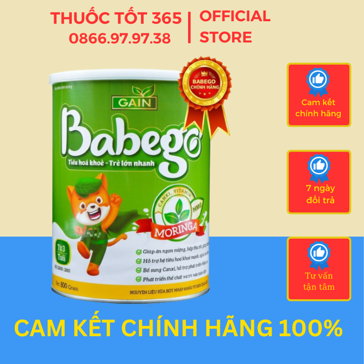 Sữa BABEGO chùm ngây chính hãng 400g date 2025, giúp con hết táo bón, ăn ngon miệng, lên cân tốt, tăng cường miễn dịch