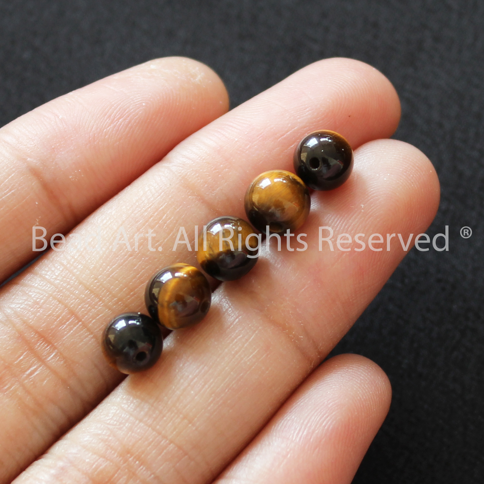 6MM Đá Mắt Hổ Vàng Nâu, Brown Tiger Eye Tự Nhiên Loại B, Đá Phối Vòng Tay Phong Thuỷ, Chuỗi Hạt, Mệnh Thổ, Kim