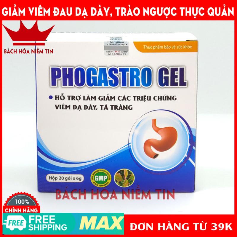 Gel uống PHOGASTRO GEL - Hoàn toàn từ thảo dược, Làm giảm viêm đau dạ dày tá tràng, trào ngược thực quản hiệu quả - Hộp 20 gói chuẩn GMP Bộ y tế