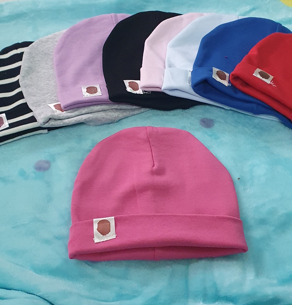 Mũ Cotton 2 lớp mềm cho bé gái bé trai sơ sinh - 6 tháng- Chất liệu cotton co giản tốt không làm đau đầu bé