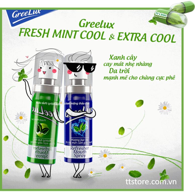 [HCM]Xịt Thơm Miệng Thảo Dược GREELUX [Chai 12ml] Extra Cool / Fresh Mint Cool [Grelux greenlux greelus]