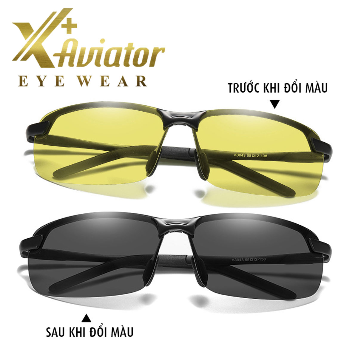 🕶️ Kính Mát Đổi Màu Nam Nữ AVIATOR 8003 – Gọng Nhôm Magiê Siêu Nhẹ, Tròng Polarized Chống Lóa & UV400