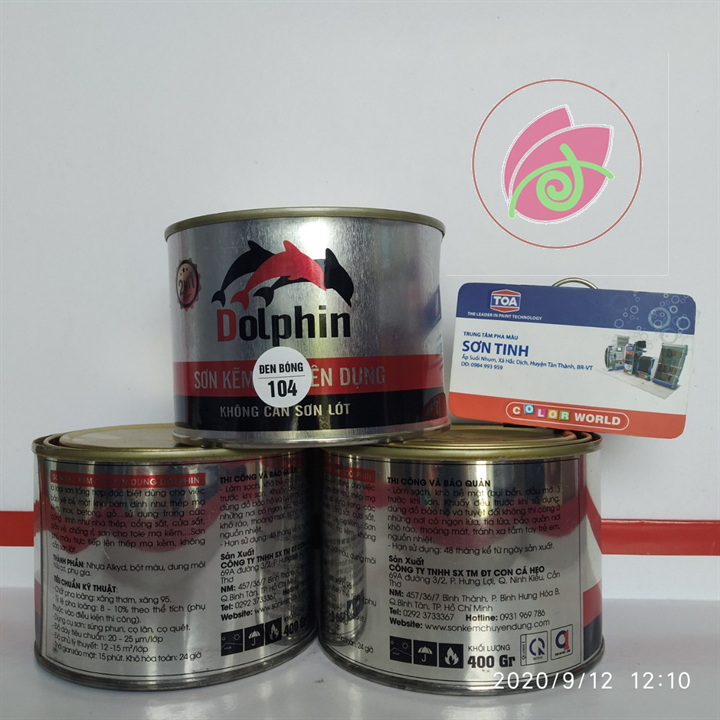 Sơn sắt mạ Kẽm 1k Dolphin nhiều màu (3 trong 1) - Lon 400gr