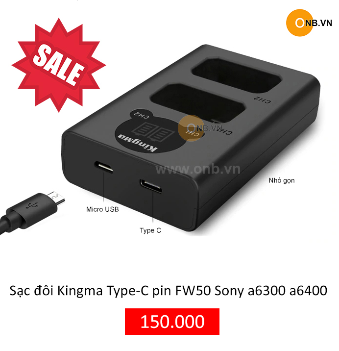 Sạc đôi Kingma FW50 cổng Type C có màn hình LCD