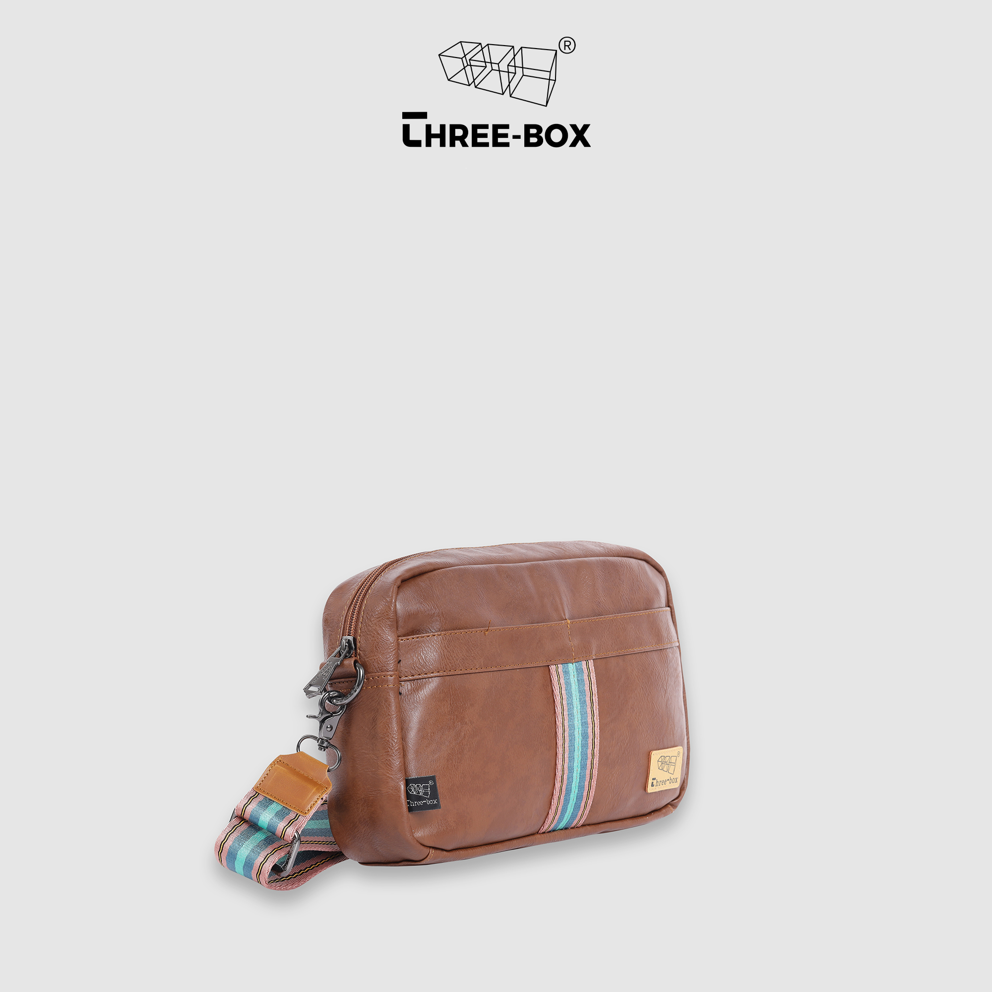 Túi da đeo chéo dây thổ cẩm Three-Box  MS1383TC