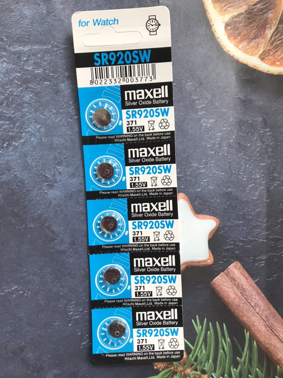 Blister of 5 batteries sr920sw / 371 / g6 maxell 1.55v for wristwatch