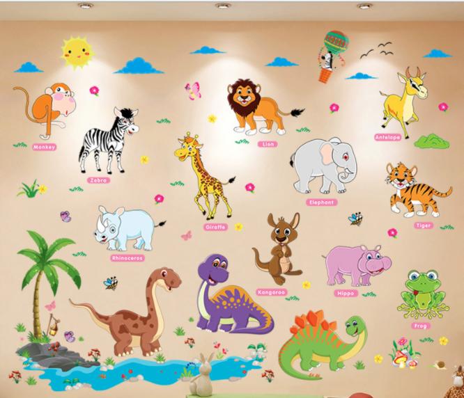 Decal dán tường các loại động vật và khủng long