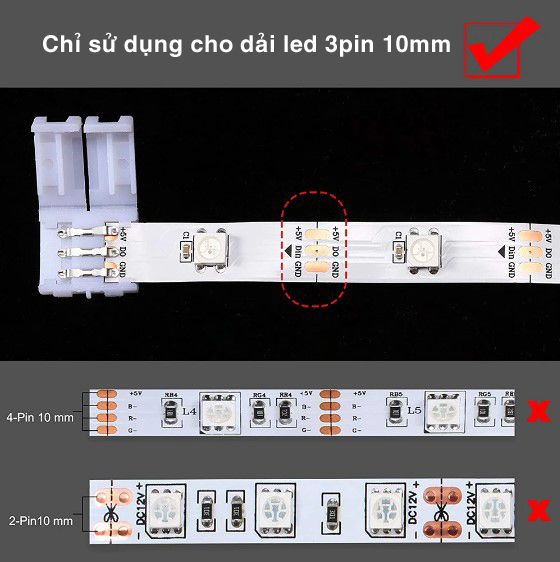 [Nhập RS0722 giảm 30k cho đơn 99k]Đầu nối led 3pin cho led ws2812b ws2811 10mm