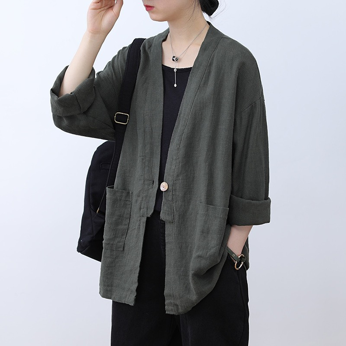 Áo Khoác nhẹ Cardigan nữ SLINEN, Chất Linen bột Premium trẻ trung