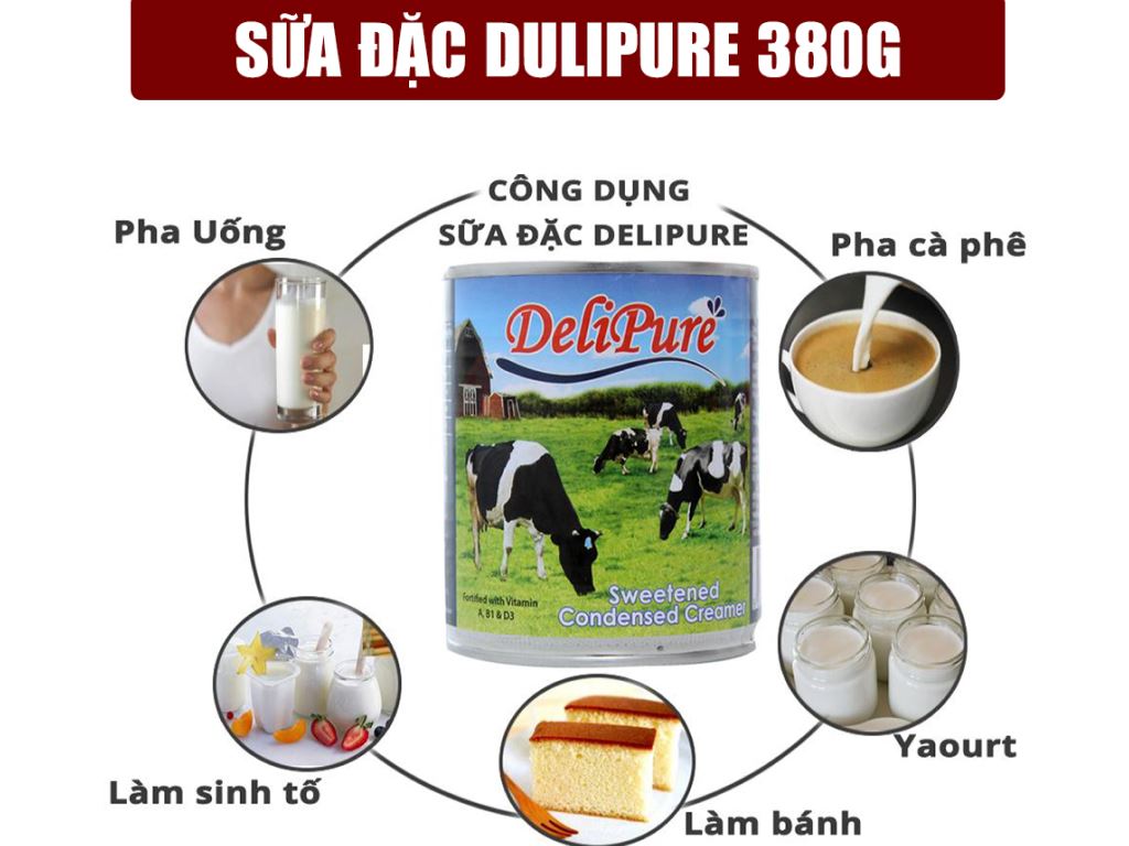 Sữa đặc nhập khẩu DeliPure lon 380g