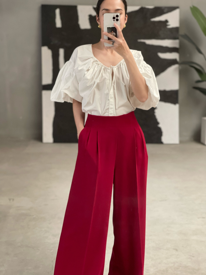 COCO SIN - Quần Đỏ Ống Rộng