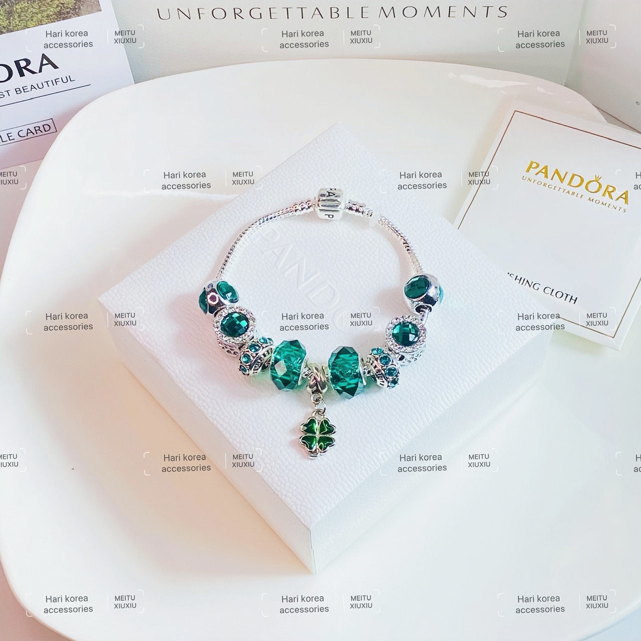 Vòng tay pandora, mai phương bùi, full charm pha lê nhiều màu , Phụ kiện lắc tay Hari korea accessoriea