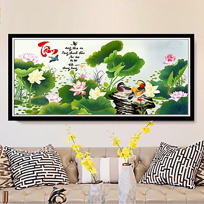 Tranh đính đá chữ tâm vs457 kt 100x52 cm