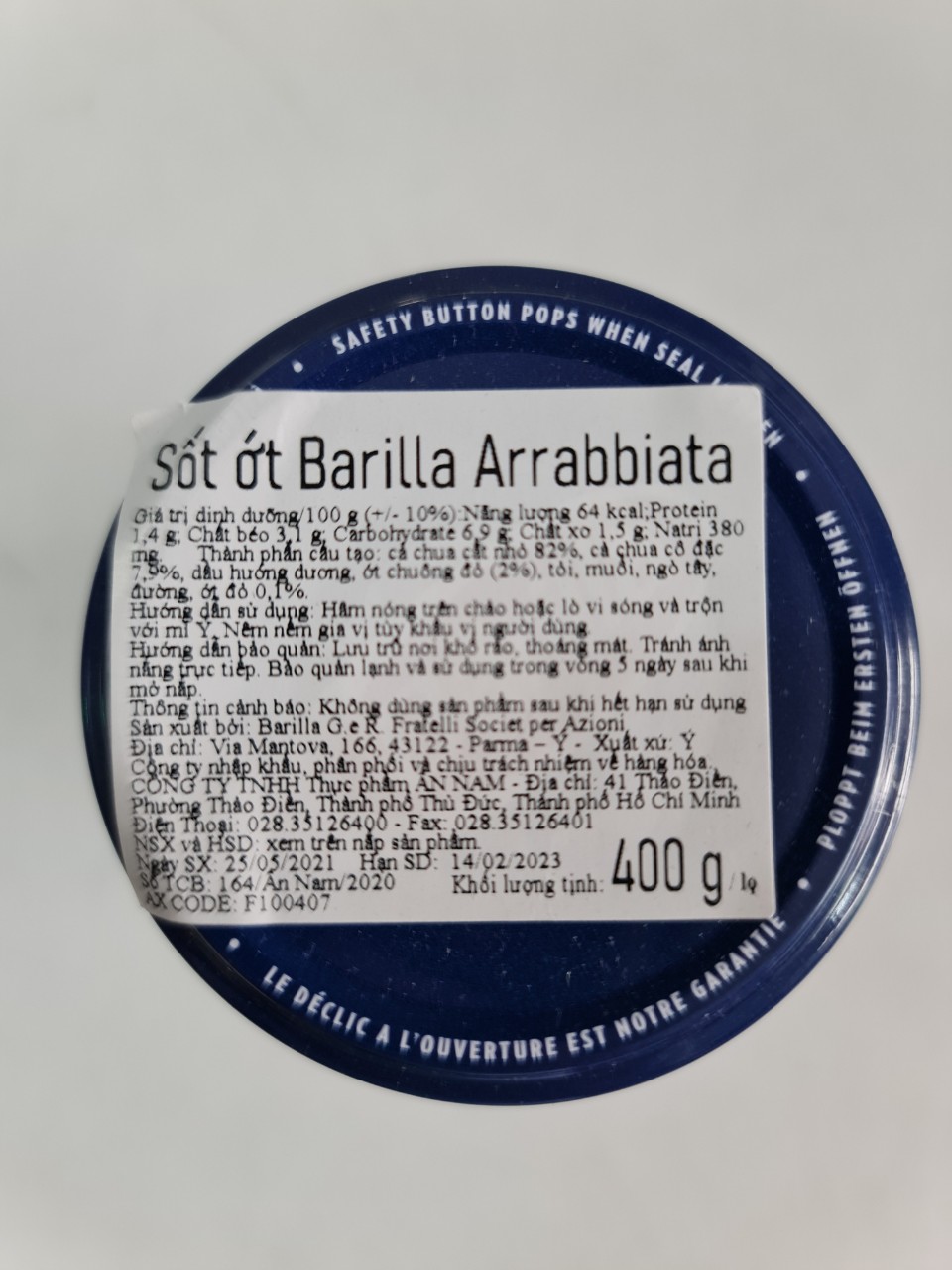 [400g - ARRABBIATA] XỐT CÀ CHUA ỚT [Italia] BARILLA Arrabbiata with Chilli Peppers (anm-hk)