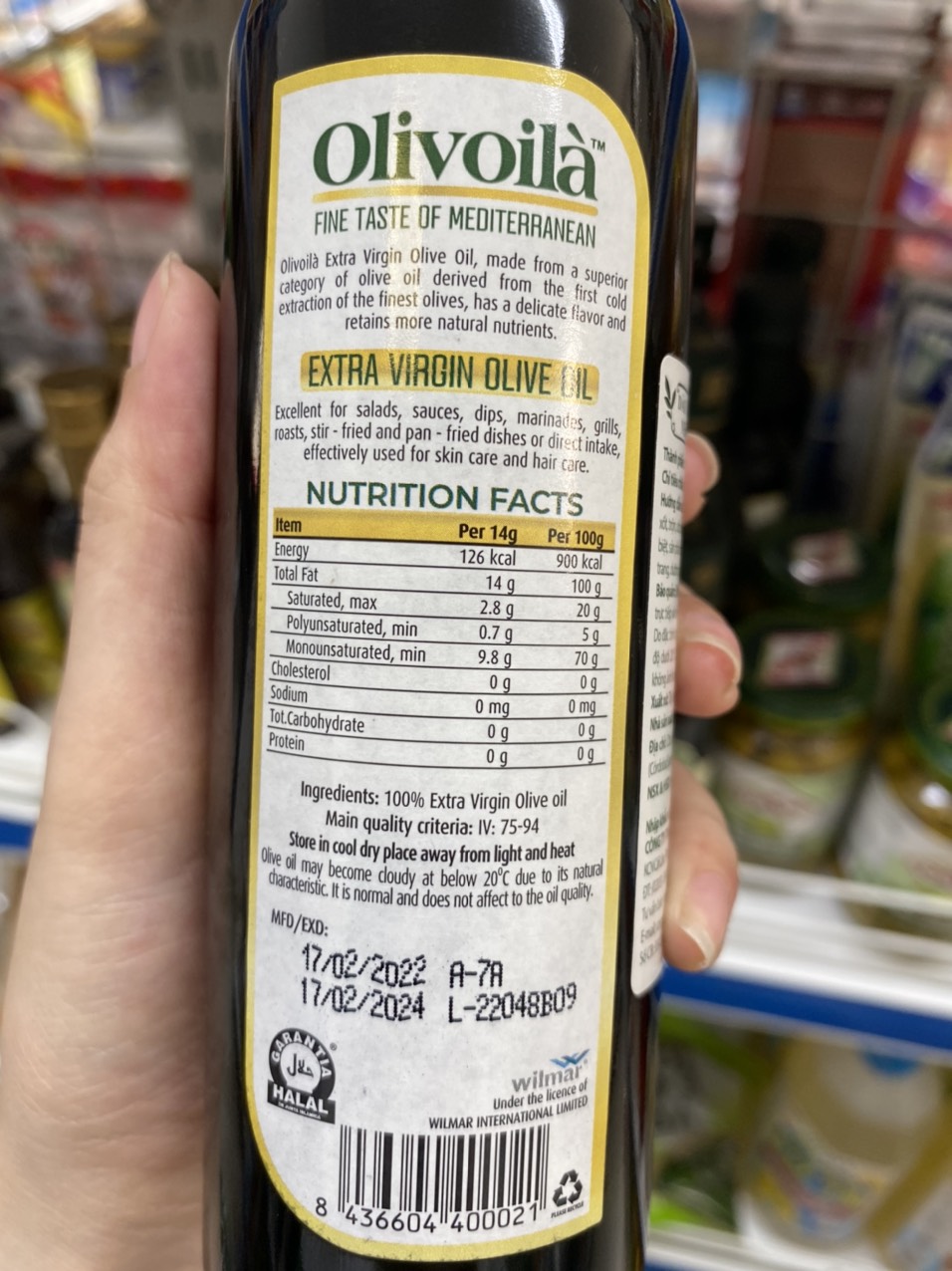 Dầu olive Extra Virgin Olivoila 250ml