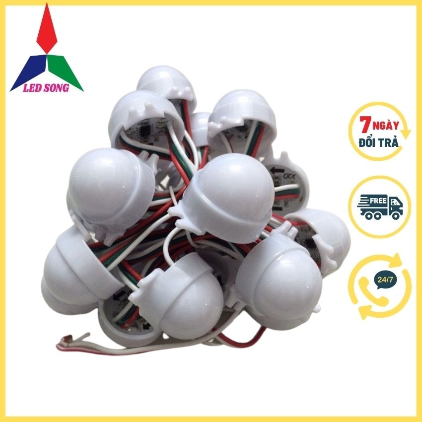 Led Bát Full Màu Phi 30mm Tự Nháy Dây 30 Bóng