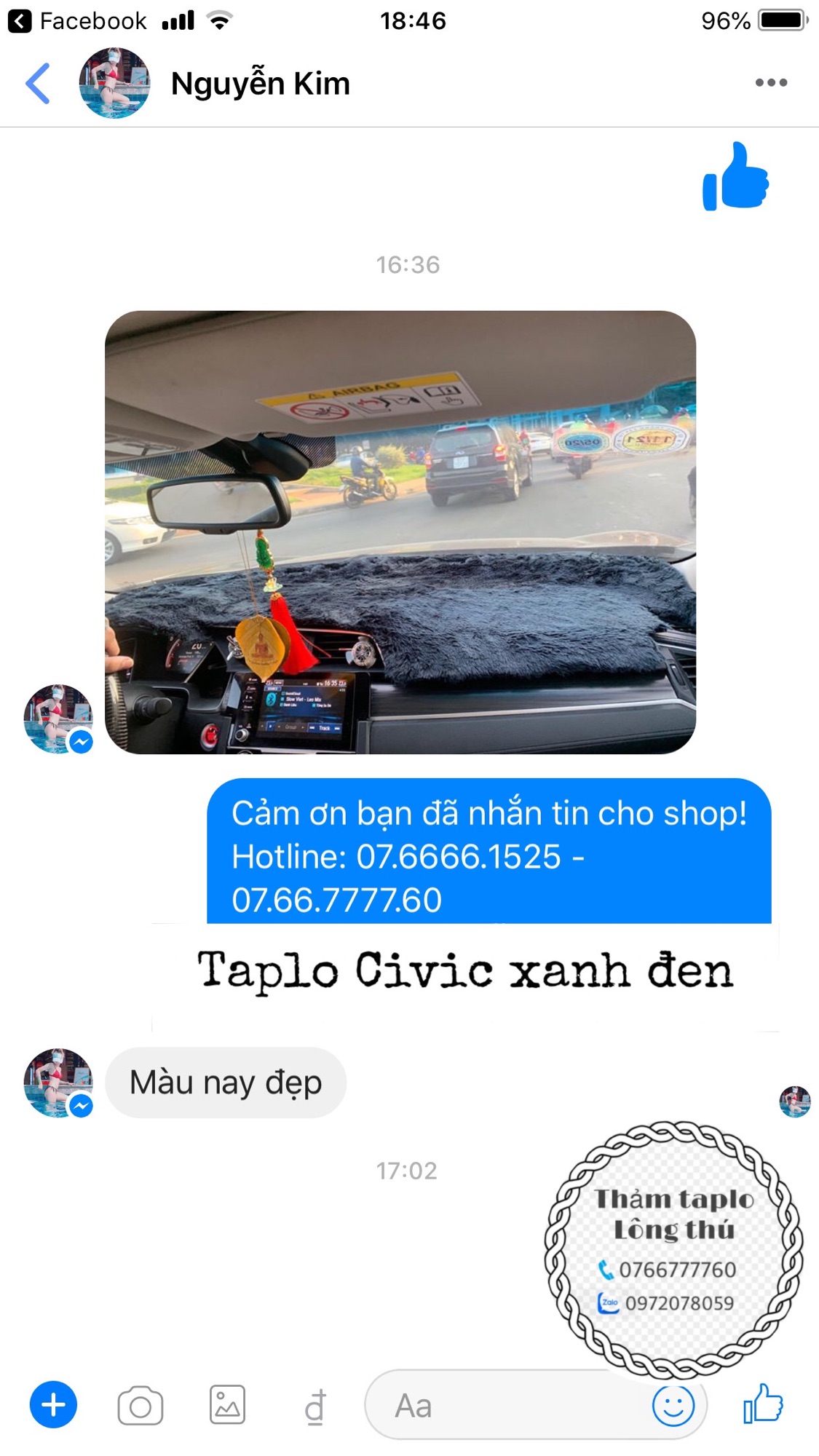 Thảm taplo lông thú - taplo honda civic mới