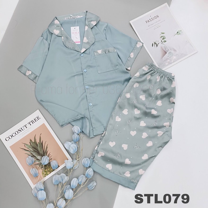 Bộ lụa Satin hoạ tiết cao cấp Tay ngắn quần lửng [HÀNG CHUẨN ĐẸP]