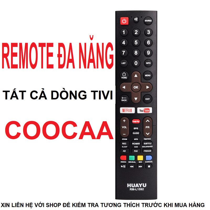 [HCM]Remote điều khiển tivi COOCAA smart RM-L1592 (Đen - Dùng cho tất cả các dong COOCAA)