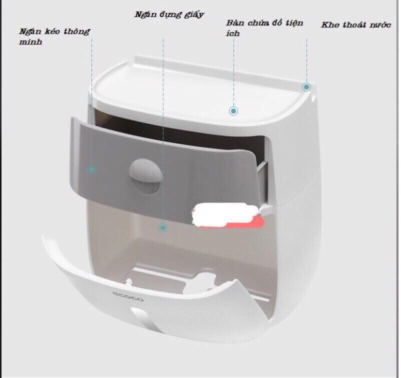 [HOT] Hộp Đựng Giấy Vệ Sinh ECOCO (Có Ngăn Kéo Kèm Miếng Dán Cường Lực)