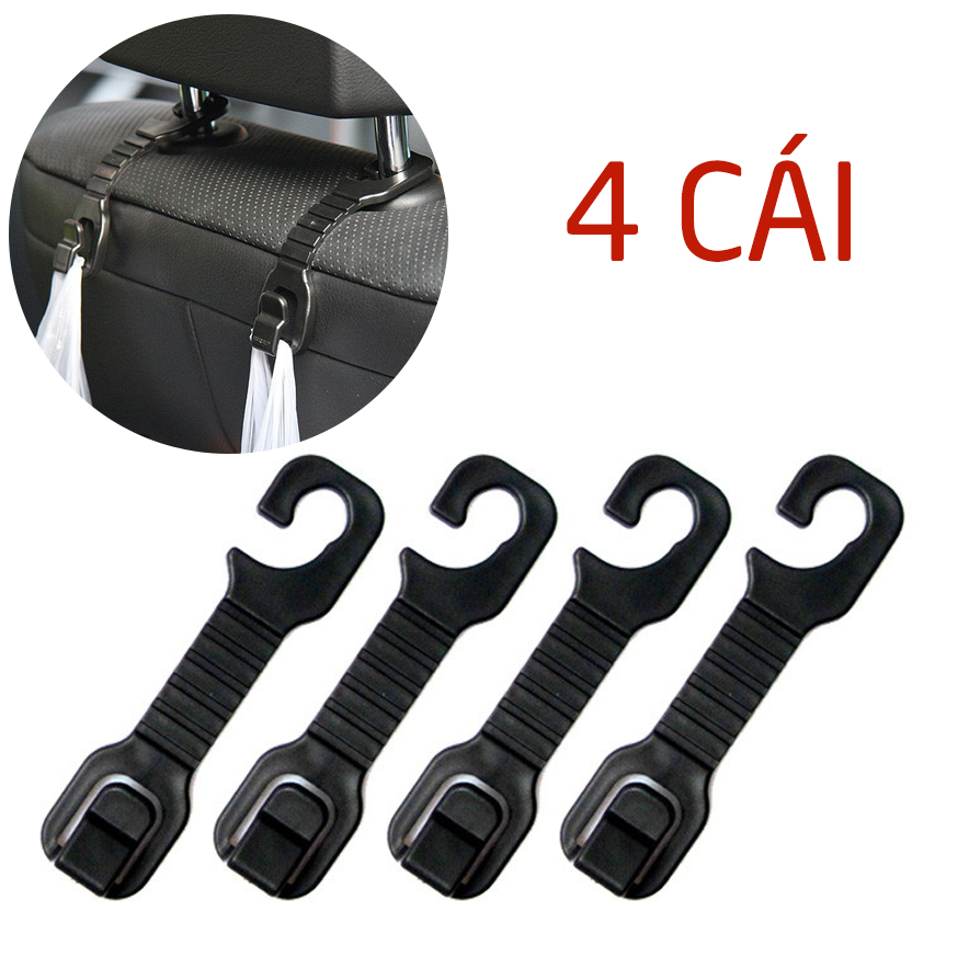 Combo 4 cái giá móc treo đa năng gắn tựa đầu treo đồ vật sau ghế ô tô, xe hơi xe máy chịu tải Legaxi