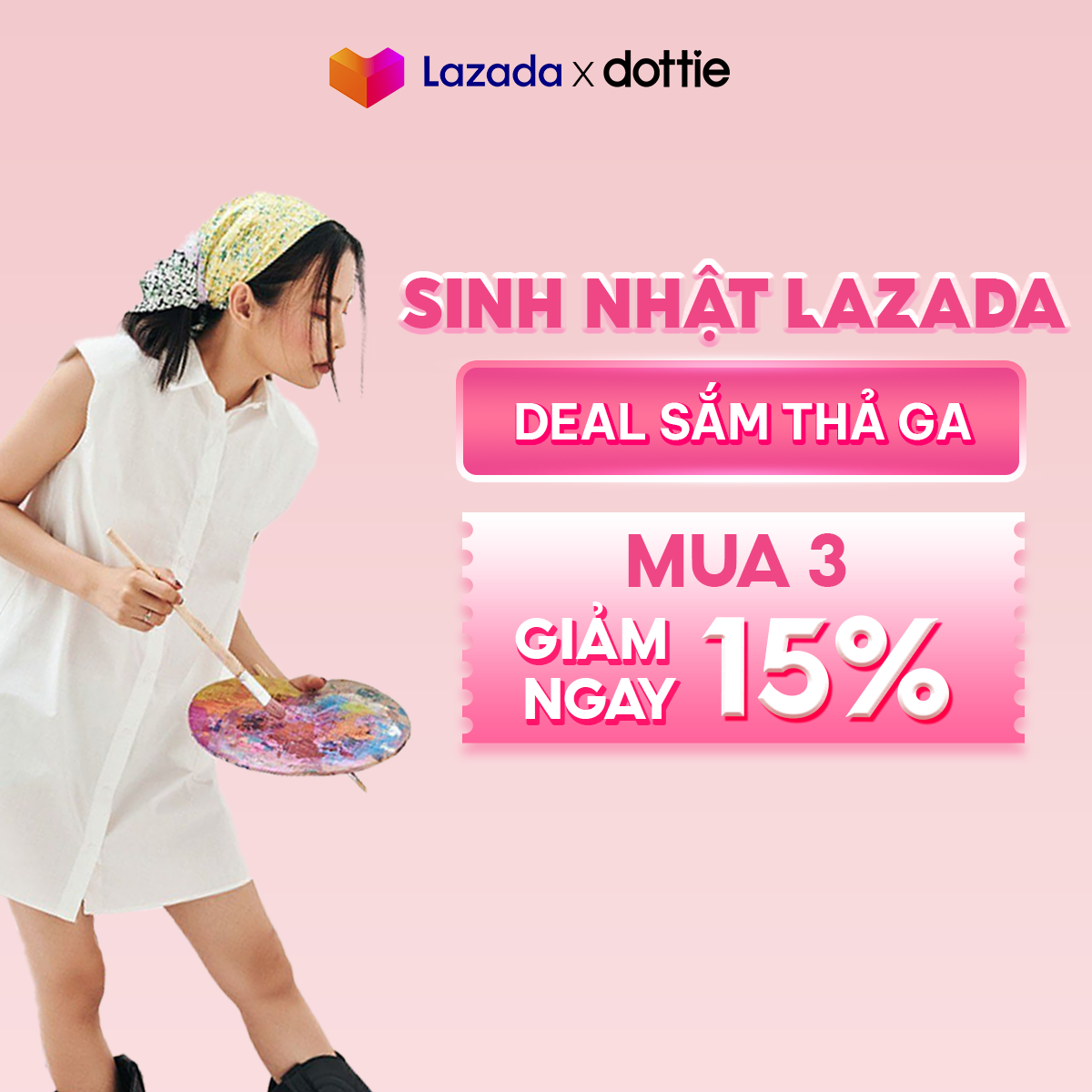 DOTTIE - Đầm sơ mi độn vai nữ DOTTIE trắng - D0058