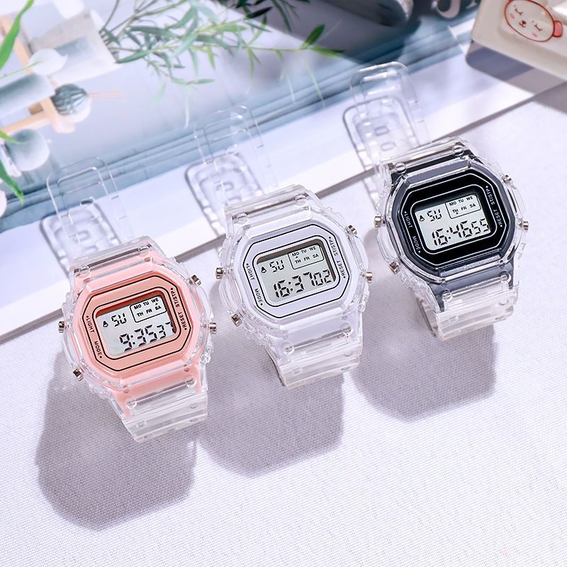 Square watch girls unicorn cherry blossom pink square electronic ins wind
