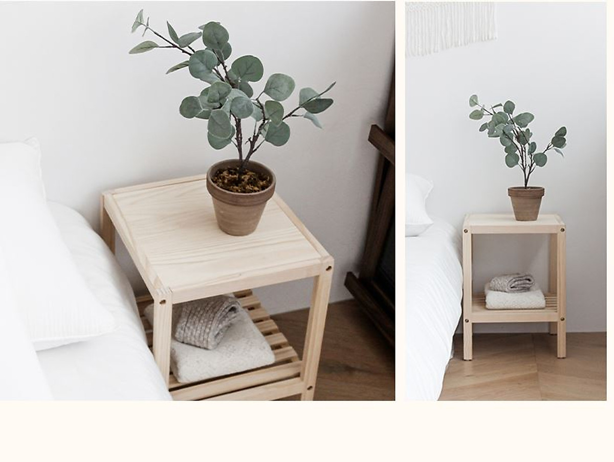 Kệ tab gỗ đầu giường mặt ván 2 tầng Behomes