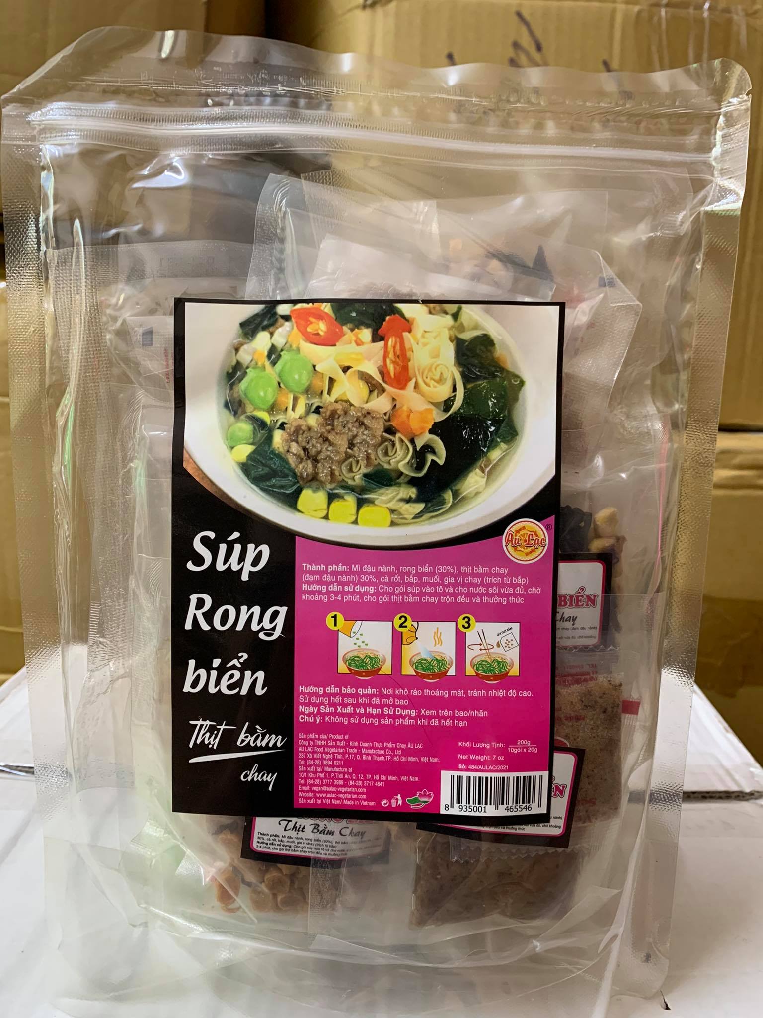Súp canh rong biển thịt bằm chay Âu Lạc