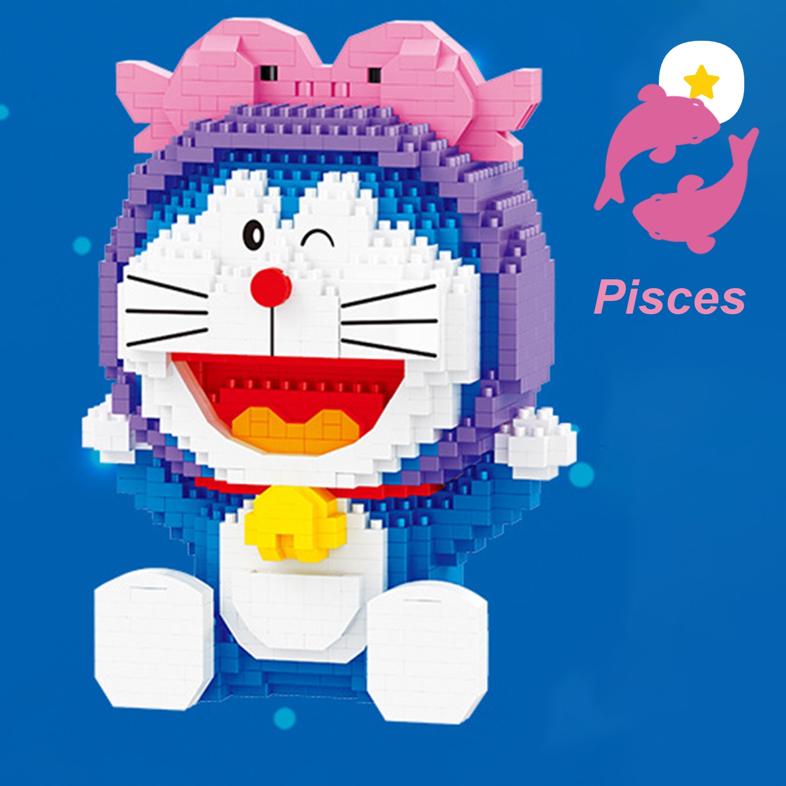 ASTELLA Khối Xây Dựng Mười Hai Chòm Sao Doraemon Khối Xây Dựng Hạt Nhỏ Bảo Vệ Môi Trường Khối Lắp Ráp Đồ ChơI Mèo Doraemon