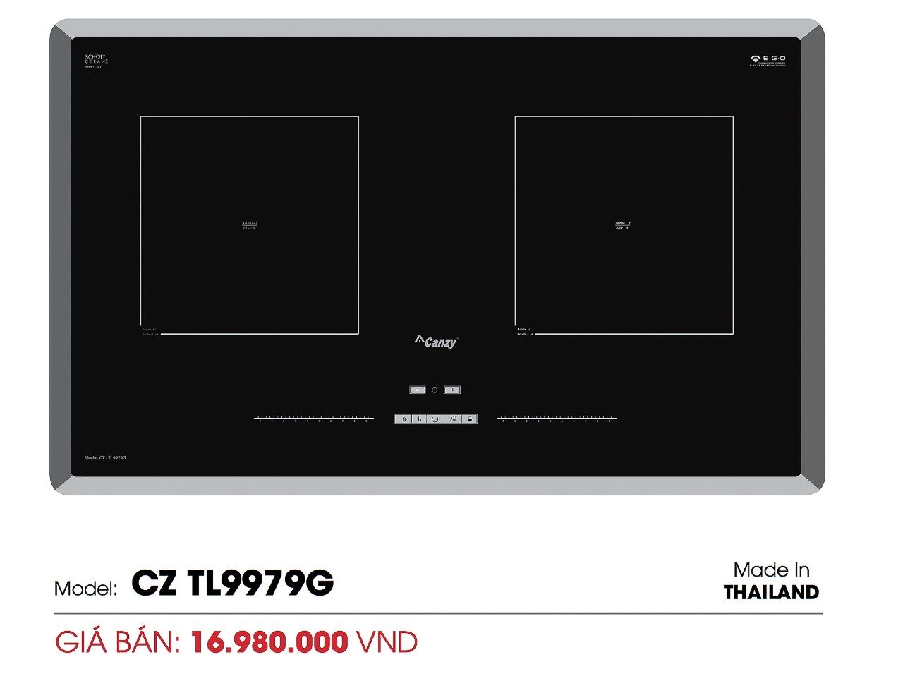 [Trả góp 0%]Bếp Từ Đôi Cao Cấp Kính SCHOTT GERMANY CANZY CZ TL9979G