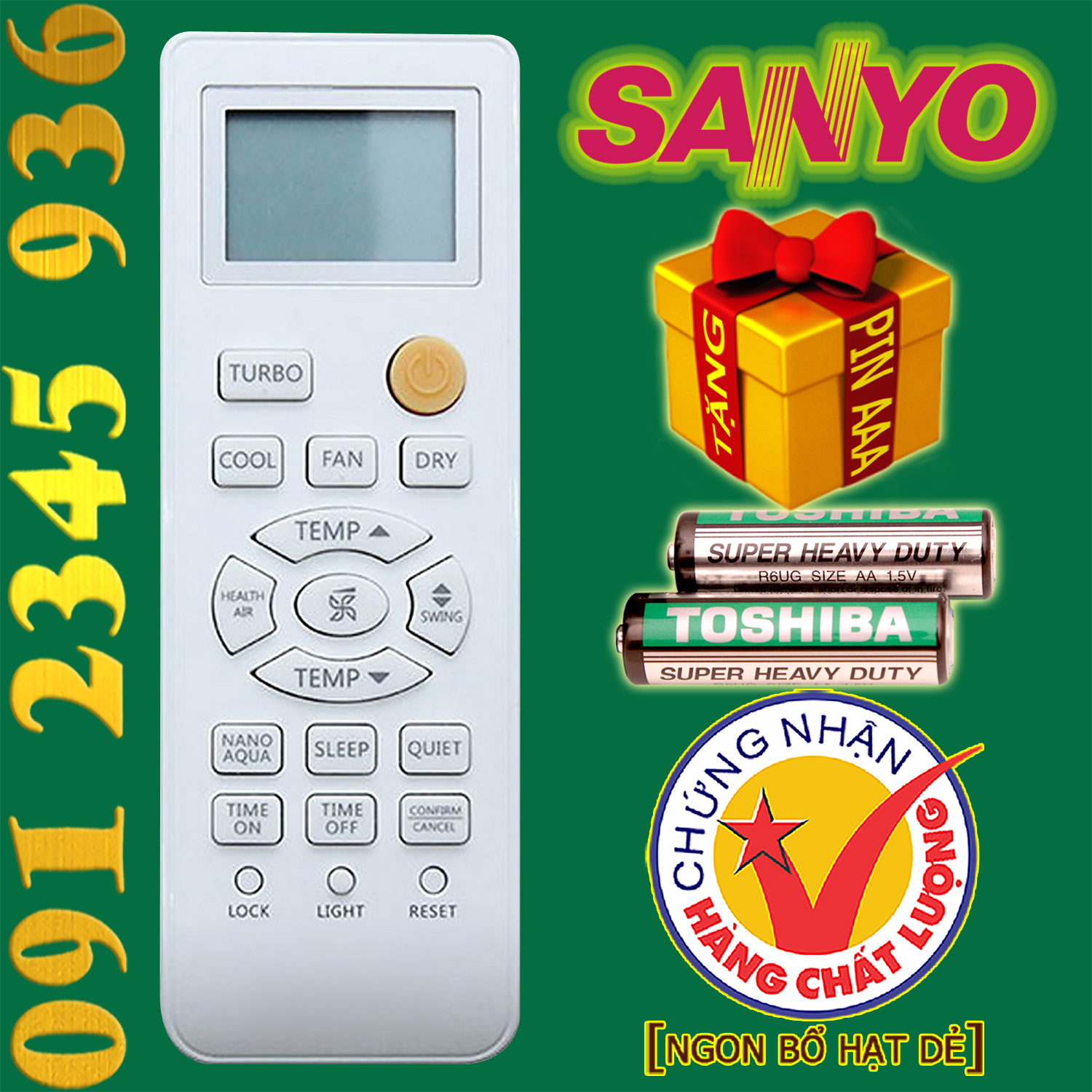 Điều khiển SANYO [HÀNG ĐẸP] cho điều hòa. (Mẫu số 8)