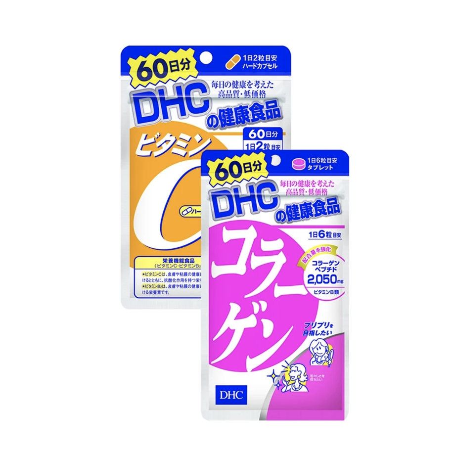 Combo Thực phẩm bảo vệ sức khoẻ DHC COLLAGEN (NEW) + VITAMIN C (60 Ngày) - Dạng viên uống hỗ trợ Collagen + Vitamin C