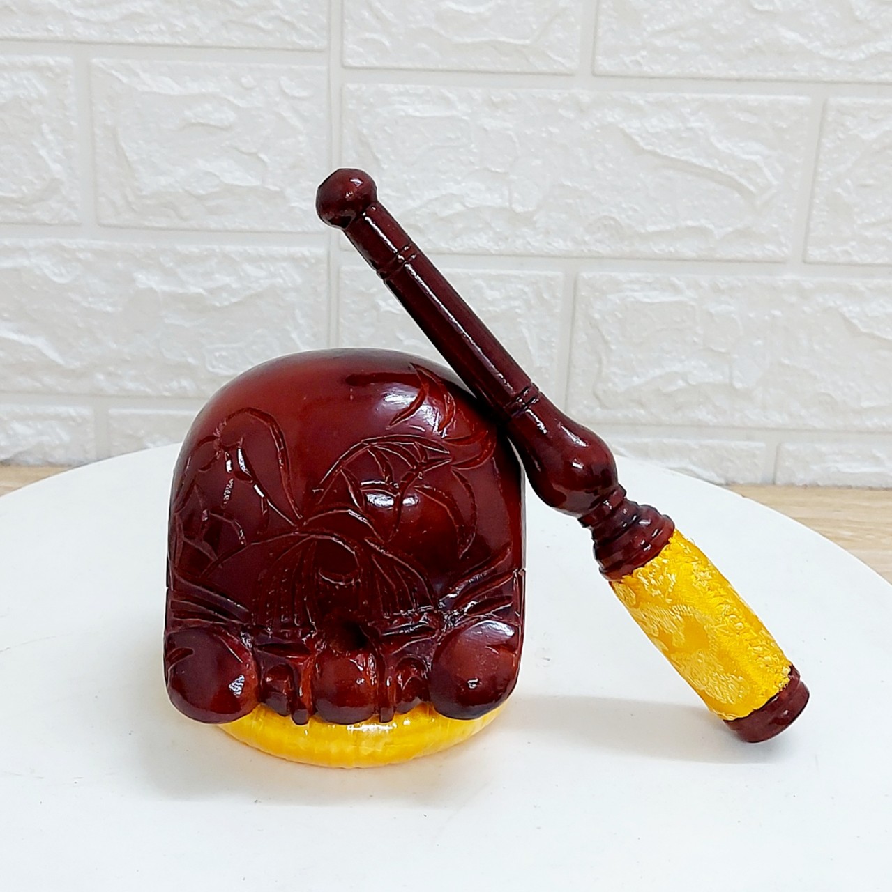 Mõ Tụng Kinh Gỗ Mít Chạm Hoàn Toàn Thủ Công