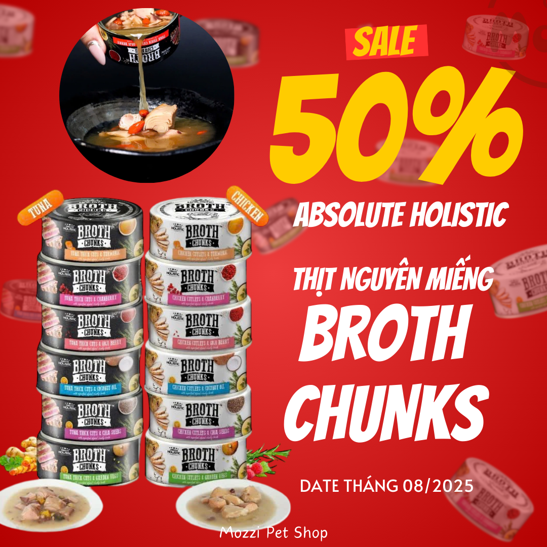 Pate cho chó mèo Broth Chunks Absolute Holistic Lon 80gr