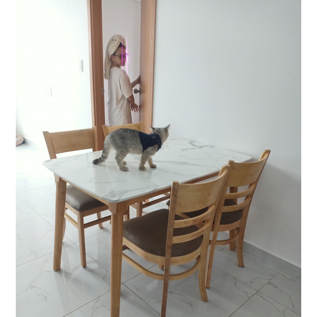 Bộ bàn ăn gia đình, phủ nhựa giả đá sang trọng, hàng loại 1