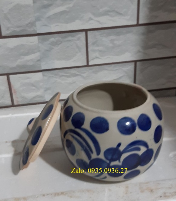 Lọ hủ thố đựng gia vị chấm bi c15*r14 cm
