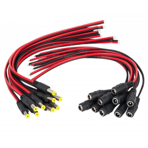 [10 cái] Jack Nguồn DC 5.5mm liền dây (25cm) - 5.5x2.1mm