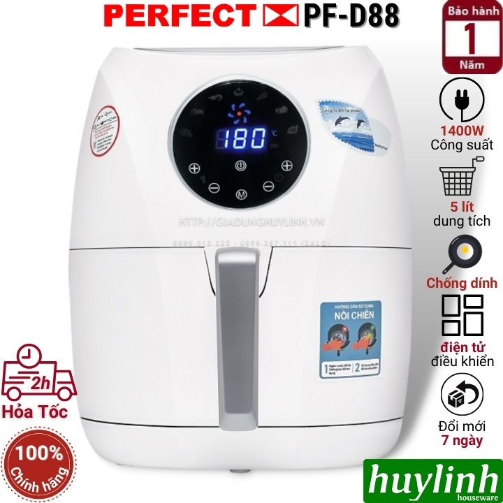[HCM]Nồi chiên không dầu điện tử Perfect PF-D88 - 5 lít