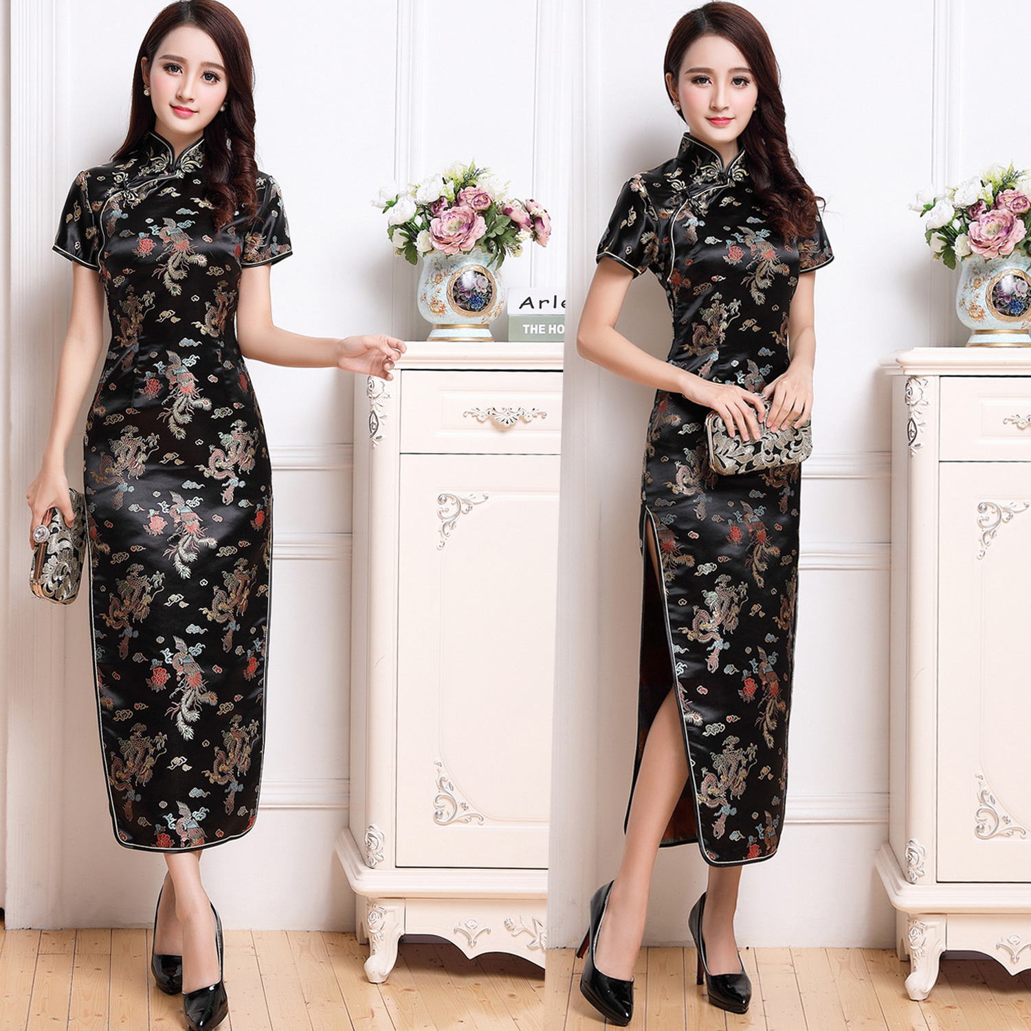 +“”+： Sườn Xám Dài Cỡ Lớn S-6XL