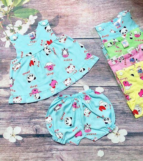 Combo 2 bộ đồ tôn (tole - lanh)  cho bé gái 4-9kg (Mẫu sát nách - Giao mẫu ngẫu nhiên)