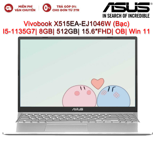 Bảng giá Laptop ASUS Vivobook X515EA-EJ1046W I5-1135G7| 8GB| 512GB| 15.6″FHD| OB| Win 11 Phong Vũ