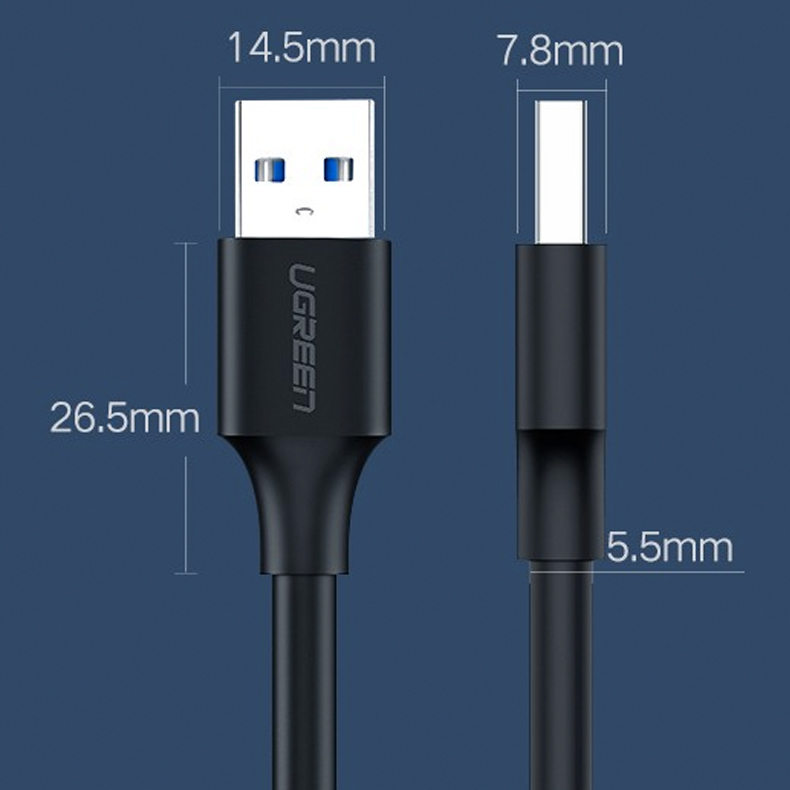 Cáp USB 3.0 đực Ugreen US128 0.5M đến 2M - Dây USB 3.0 AM-AM