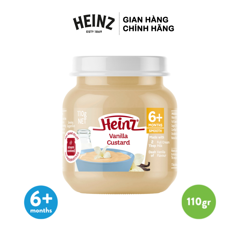 Lọ Dinh Dưỡng Custard Vani HEINZ 110g (Bé 6 tháng tuổi) (HSD: 17/09/2025)